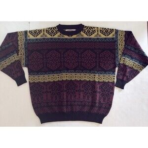 Vintage Obermeyer Juneau Sweater Ski Snow Wool Blend Geometric Knit Men's XL